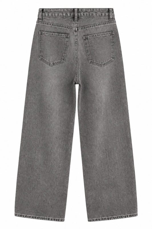 Jean large gris à strass scintillants