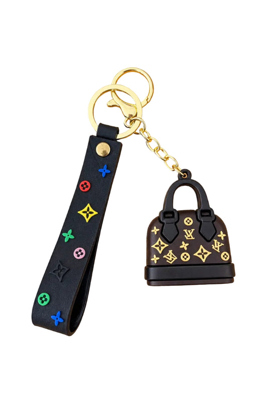 Porte-clés ou bijou de sac miniature , sac à main et lanière