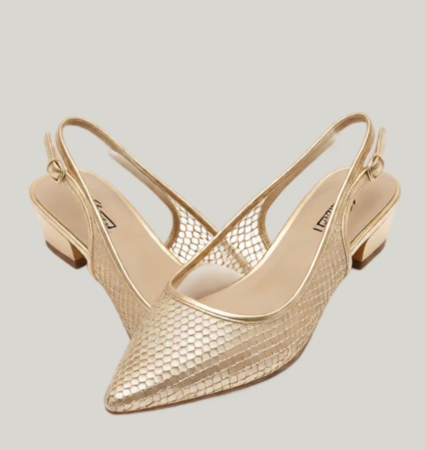 Ballerine à talon doré