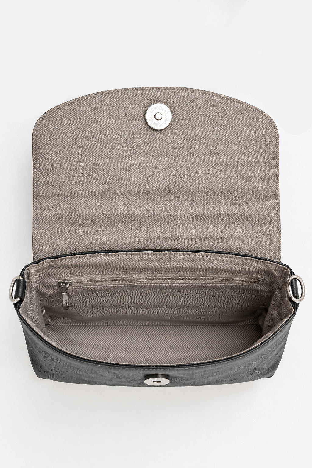Sac pochette à rabat noir métalique