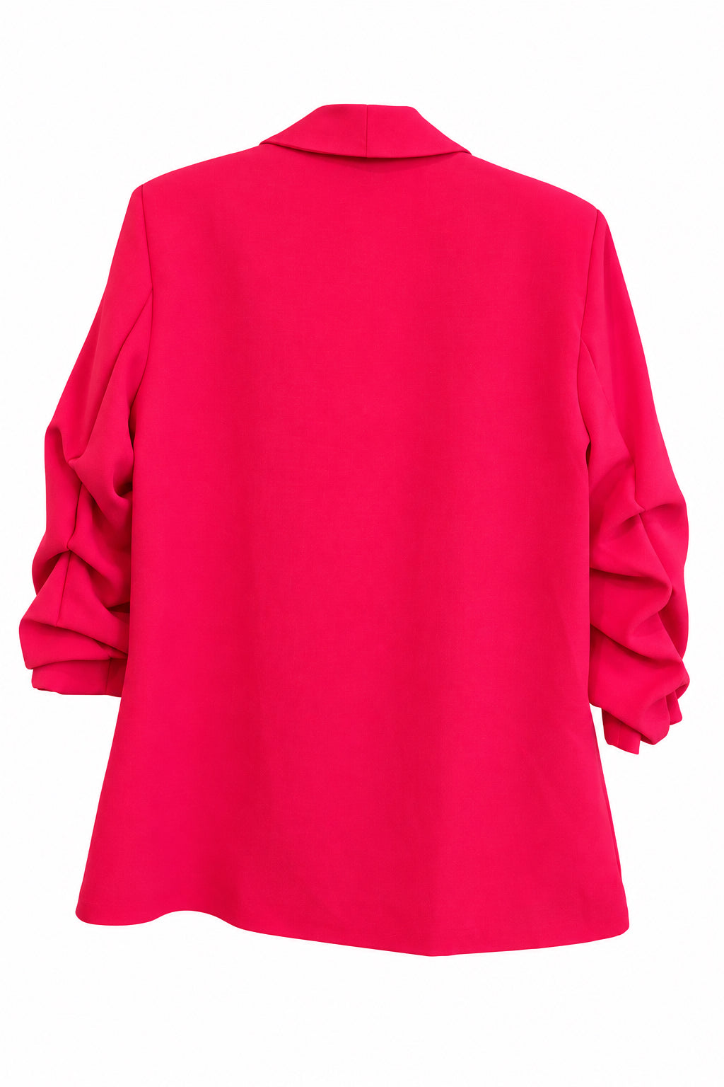 Veste blazer rose fuchsia à col châle et manches froncées