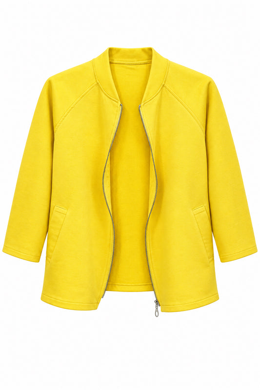 Veste bomber jaune soleil zippée à coupe fluide