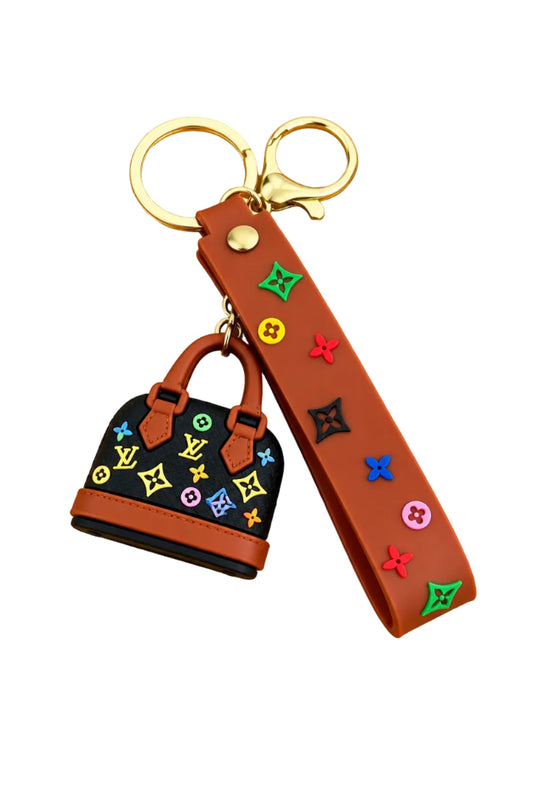 Porte-clés ou bijou de sac miniature , sac à main et lanière