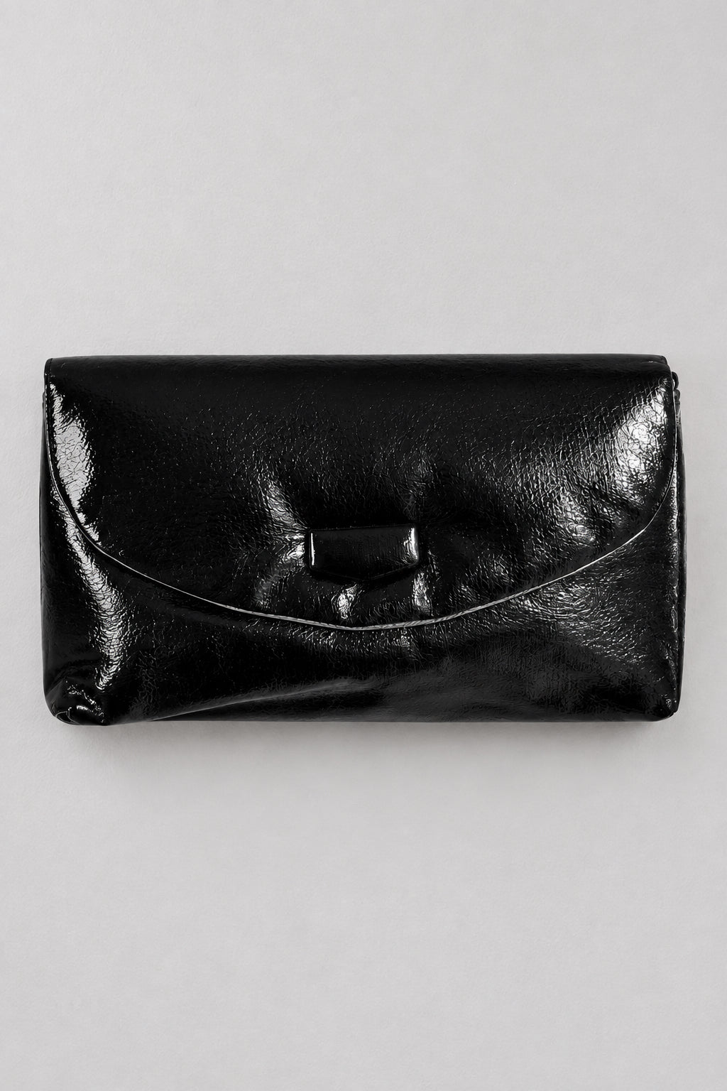 Sac pochette à rabat noir métalique