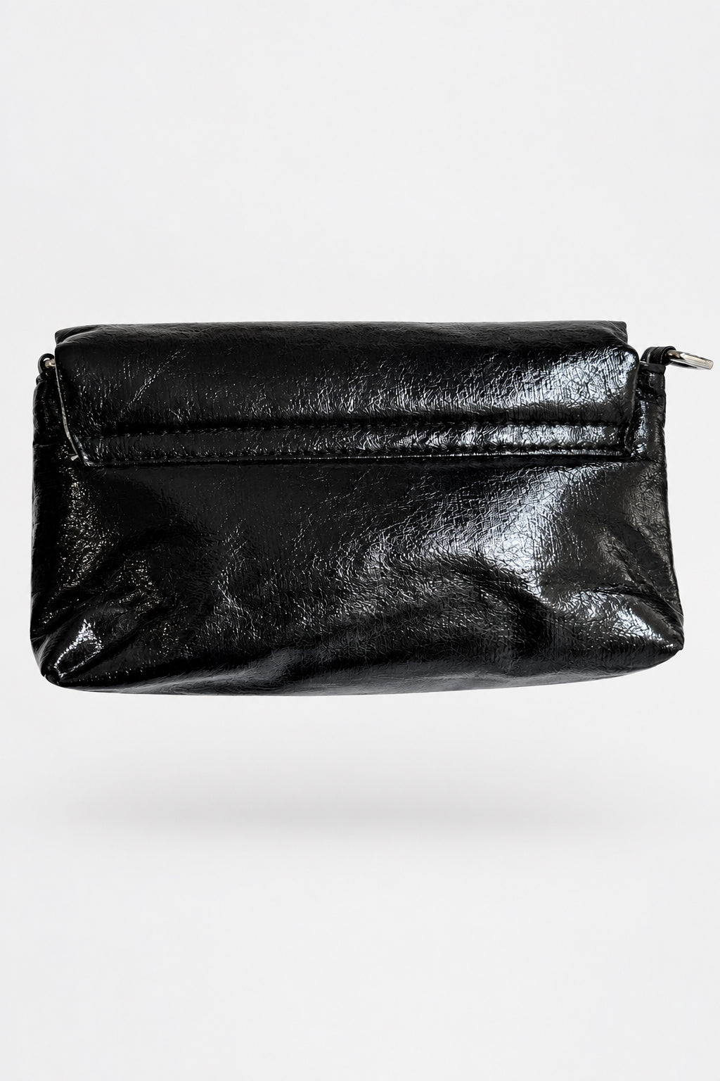 Sac pochette à rabat noir métalique