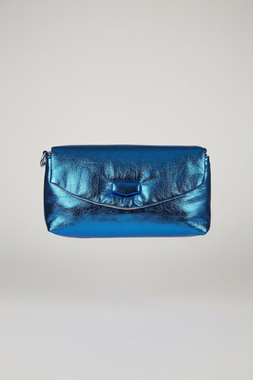 sac a main bleu métallique