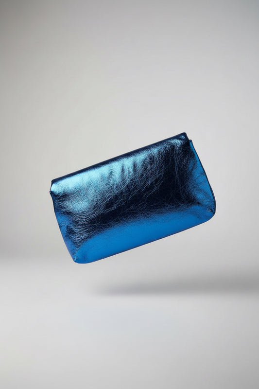 sac a main bleu métallique