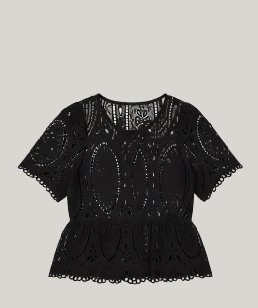 T-shirt dentelle Noir